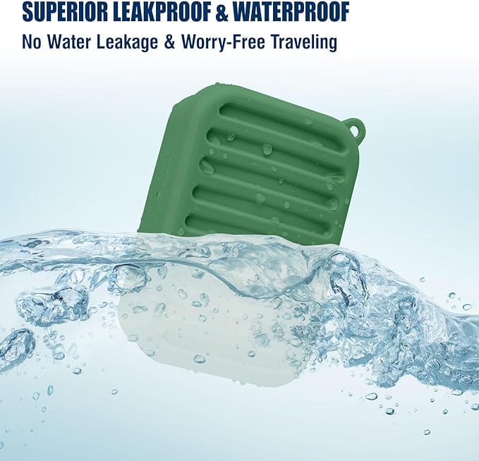 Superior Leak-Proof Silicone Travel Soap Case with Drainage Lid/Layer, Compact Bar Soap Container, Durable Soap Holder for Camping, Gym, and Travel Size Toiletries (Mint-Green)