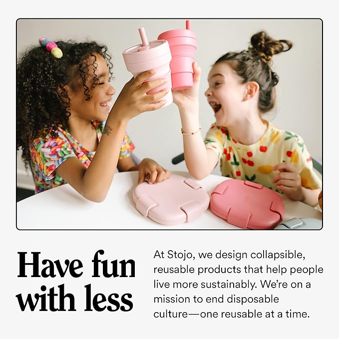 STOJO Collapsible Travel Cup - Reusable To-Go Pocket Size Silicone Bottle for Hot and Cold Drinks - Perfect for Camping - Microwave & Dishwasher Safe (Mimosa, 8 Ounce (Pack of 1))