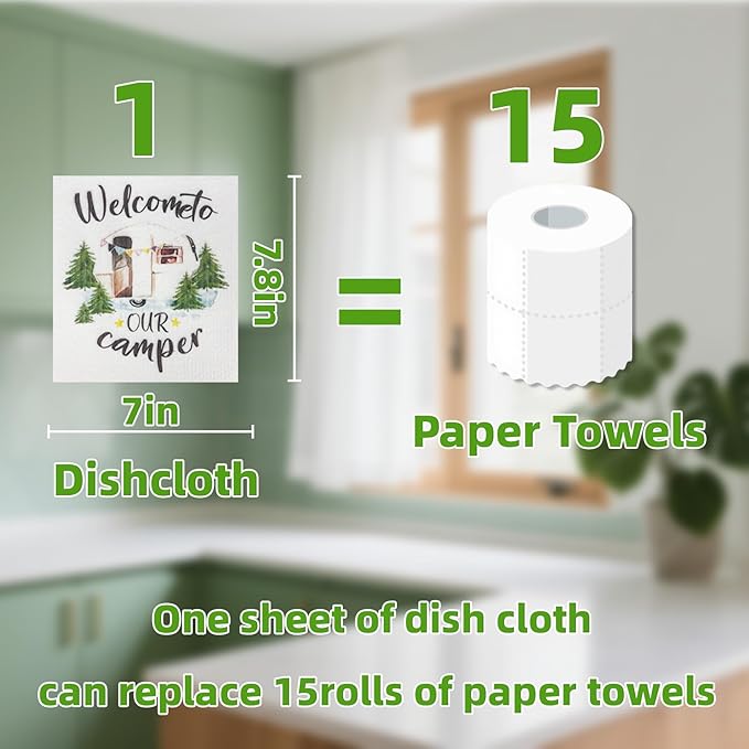 6 Pack Swedish Dishcloths – Super Absorbent, Reusable & Eco-Friendly Kitchen Towels (Fruit/Lavender/Camping/Solid Colors) (Lavender Party)
