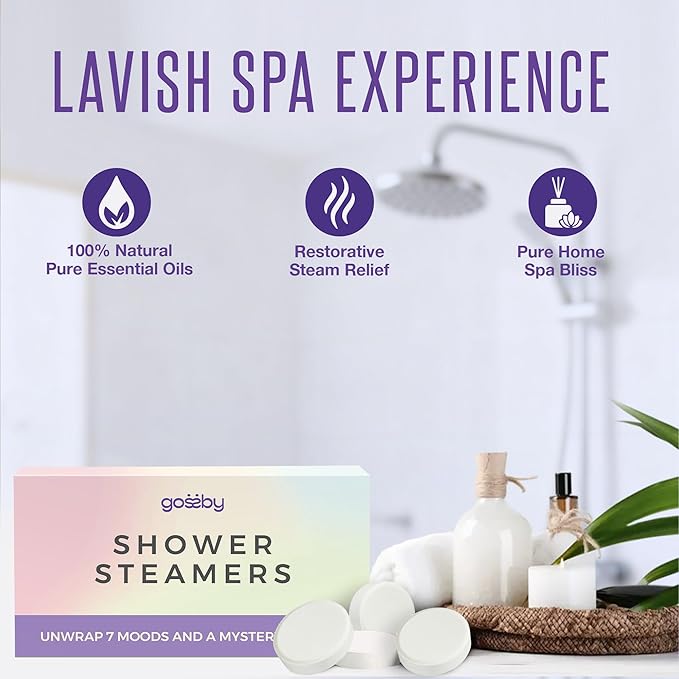 Shower Steamers Aromatherapy GOSSBY 8 Pack - Gifts for Women, Birthday Gifts for Her, Home Spa, Self Care, Relaxation, Natural Essential Oils - Mood Symphony Style