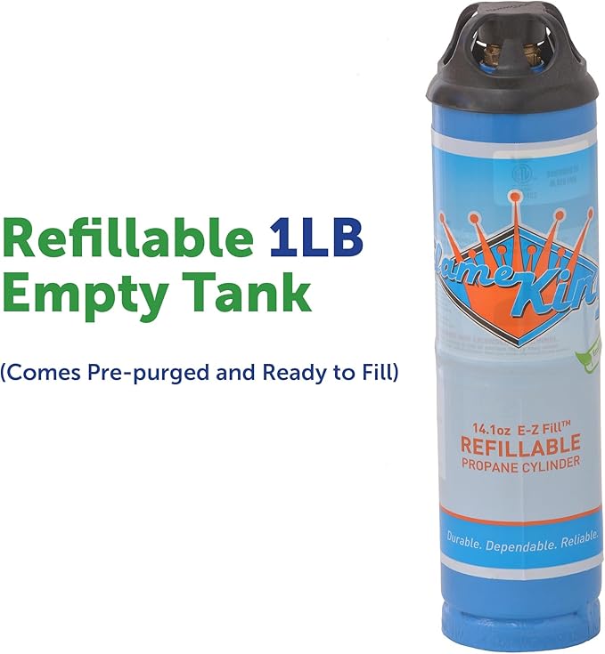 Flame King FLMKNG141LP 1LB Empty Propane Welding Cylinder Tank, Reusable & Transportable - Safe and Legal Refill Option, 14.1 oz, Blue