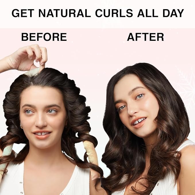 Kitsch Holiday Hair Hero XL Satin Heatless Styling & Flat Lay Claw - Heatless Curls & Waves, Extra Large Curling Rods, Satin Scrunchies & Claw Clip for Hair Protection, Gifts for Women- 4pc set, Aura