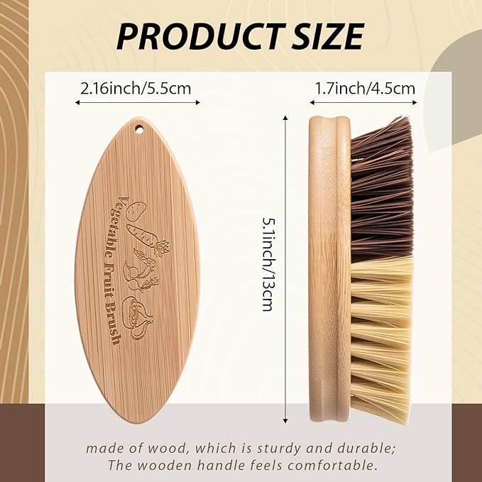 Honeydak 1 Pcs Hard and Soft Side Vegetable Brush Scrubber, Wash Brushes Potato Cleaning Brush for Food Carrot Cucumber Wash Cleaner