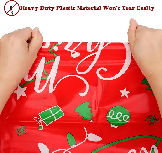 POPGIFTU Extra Large Christmas Gift Bags Bulk - 4 Pack Jumbo Santa Sacks 54.3" x 36.2" Heavy Duty Plastic Xmas Wrapping Bags for Oversized Presents, Toys & Holiday Gifts with Tags & Ties