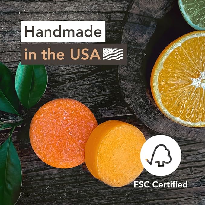 Wave Shampoo Bar & Conditioner Bar Set Fresh Citrus Vegan Sulfate Free USA Handmade Moisturizing Solid Bars for All Hair Types Good for Travel Long Lasting 120 Uses Citrus Shampoo and Conditioner Bar