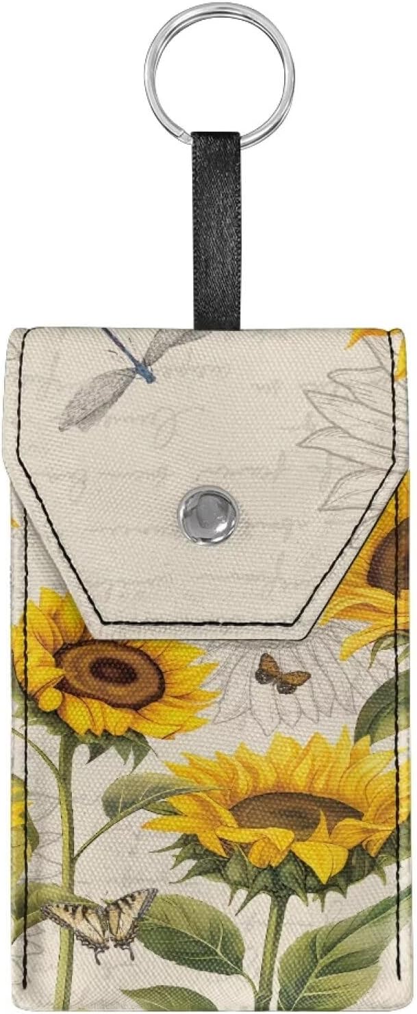 Tissues Purse Pocket,Tissue Pouch for Purse Sunflower Dragonfly Reusable Purse Tissue Holder Wallet Coin Travel Bag