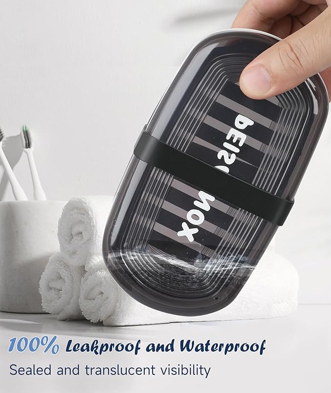 Leakproof Travel Soap Dish with Lid - Draining Soap Bar Holder for Bathroom, Shower, Gym, School, Camping, Vacation, Outdoor