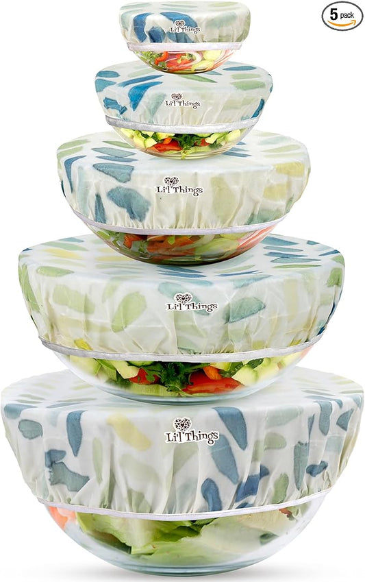 Li’l Things Beeswax Bowl Covers – Set of 5 (XS–XL) | Paintbrush | Upgraded Beeswax + Resin + Jojoba Formula | Reusable, Eco-Conscious Wraps for Food, Bowls, Pet Dishes, and Storage