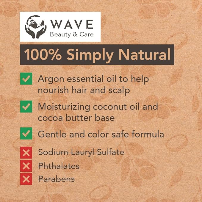 Wave Shampoo Bar & Conditioner Bar Set, Argan Oil Vegan Sulfate Free USA Handmade Moisturizing Solid Bars for All Hair Types Good for Travel Long Lasting 120 Uses Argan Oil Shampoo and Conditioner bar