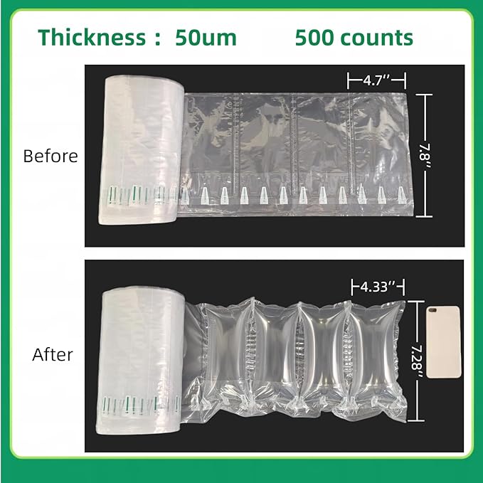 Air Packing Pillows 500 Count Inflatable Air Pillows for Shipping with Pump 4.7" x 7.8", Box Filler Purse Stuffer to Keep Shape, Great Alternative to Packing Peanuts