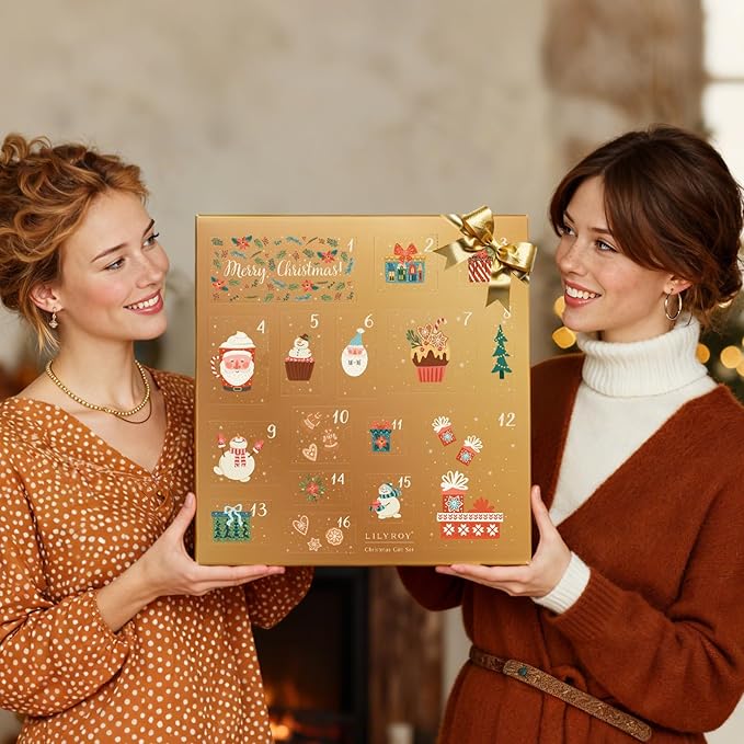 Advent Calendar 2025 Christmas Gifts for Women Mom - Luxury Gift Box with Brooch and Cute Sleeping Mask, Bath and Body Gift for Sister, Girlfriend, Wife, Mom｜Spa Set Bath Gift Idea for Female Friends