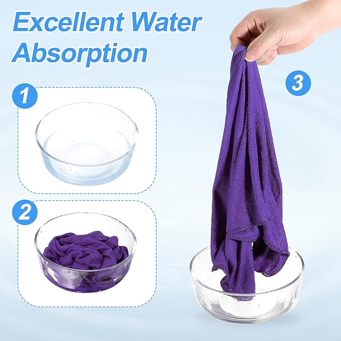 HARFINGTON 2 Pack Microfiber Cleaning Cloth, 16" x 16" Multi-Functional Cleaning Towels Reusable Absorbent Rags for Car Wash Kitchen Household Window Clean, Purple