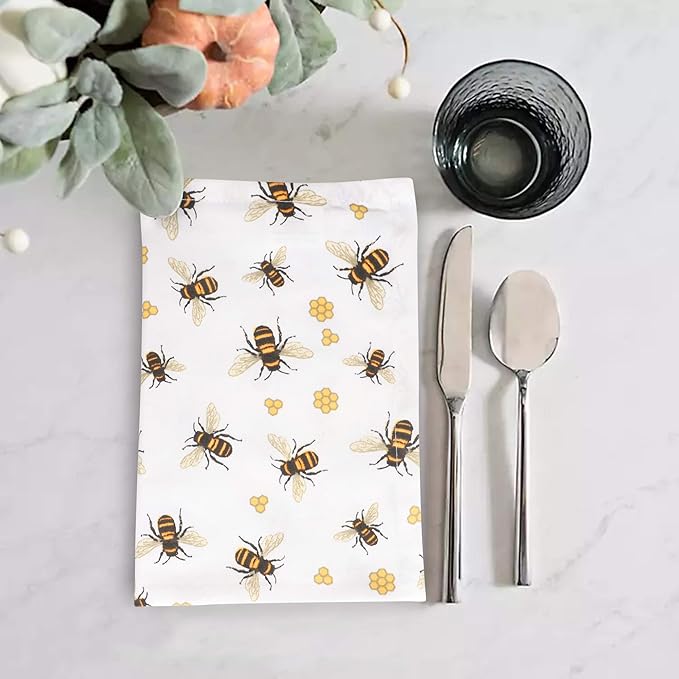 Urban Villa Cotton Kitchen Towels, Honey Bee Print Multi Color, Premium Quality,100% Cotton Dish Towels, Mitered Corners,(Size: 20X30 Inch), Highly Absorbent Bar Towels & Tea Towels - (Set of 6)