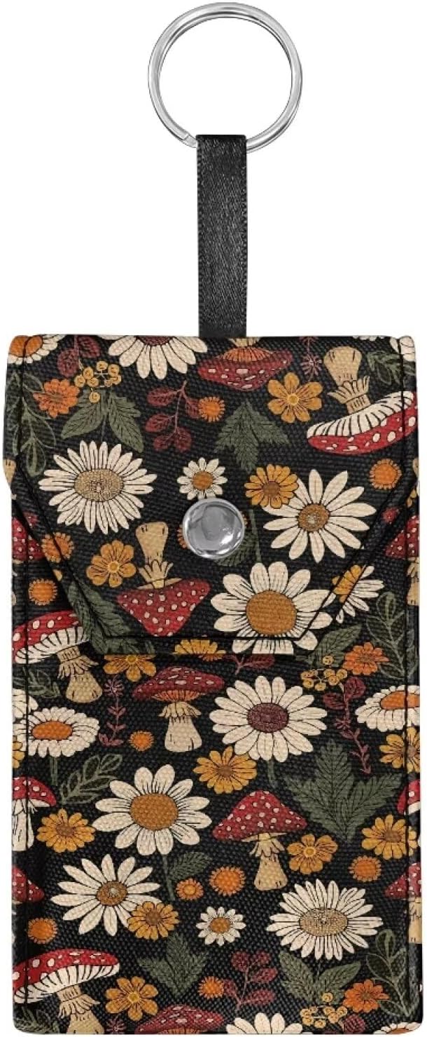 Purse Tissue Packs Lightweight Canvas Tissue Bag Travel Tissue Pouch for Coins Paper Keys Decorative Tissue Holder for Daily Mushroom Daisy
