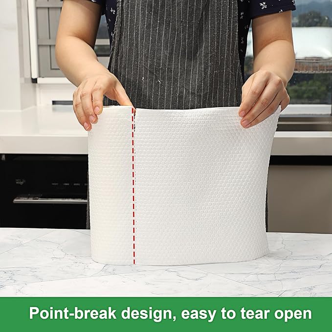 S.T.D Reusable Kitchen Dishcloth – Suitable for Home, Gatherings Cleaning, Washable Multi-Purpose Cleaning Cloths, Self-Adhesive Hooks – 2 Rolls 100 Sheets （White）