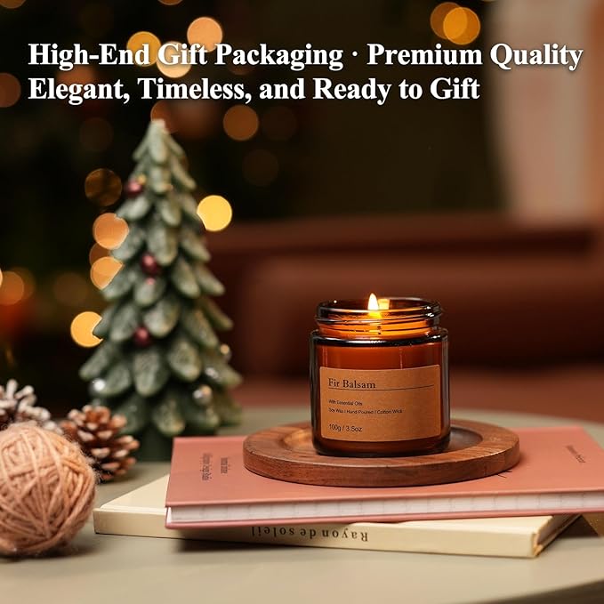 Holiday Candle Gift Set – 8 Pack Vintage Amber Glass Jar Candles,Winter Scents for Home,Christmas Gift for Women,Aromatherapy Soy Wax Candles,Cozy Home Décor,Premium Box