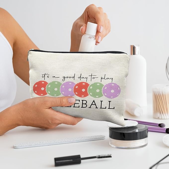 Pickleball Gifts for Women, Pickleball Makeup Bag for Women, It's a Good Day to Play Pickleball Cosmetic Bag Toiletry Bag, Gifts for Pickleball Lovers, Pickleball Stuff(red)