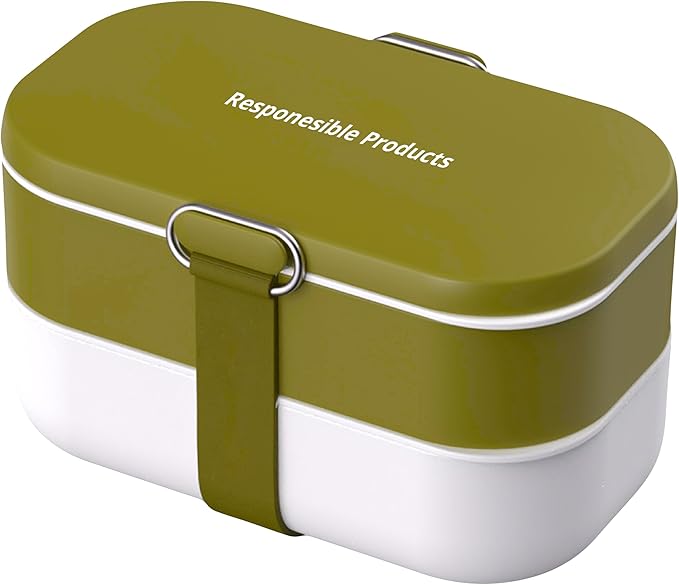 Responsible Products Leak Resistant Bento Box with Tableware for Adult - Teens, Insulated Lunch Box for Women - Men - Girls - Boys, BPA Free, Dishwasher Safe, Microwave Safe, Freezer Safe, 46 oz