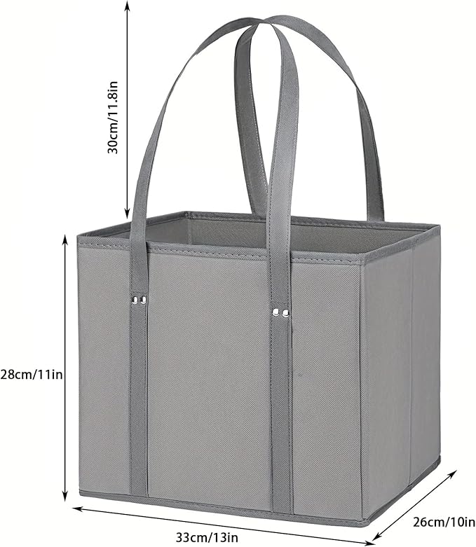 Reusable Grocery Bags, Foldable Shopping Tote with Long Handles, Large Cloth Grocery Bag with Thick Bottom for Daily Shopping, Travel, Storage