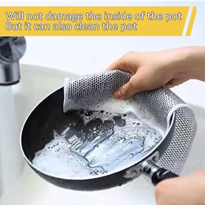 Non Scratch Wire Dishcloth 8 Pack with 2pcs Kitchen Sponges for Dishes, Double Layer Wire Dish Washing Cloth,Powerful Cleaning Non-Scratch Wire Dishcloth Rag for Cookware, Sinks, Dishes, Stove Tops