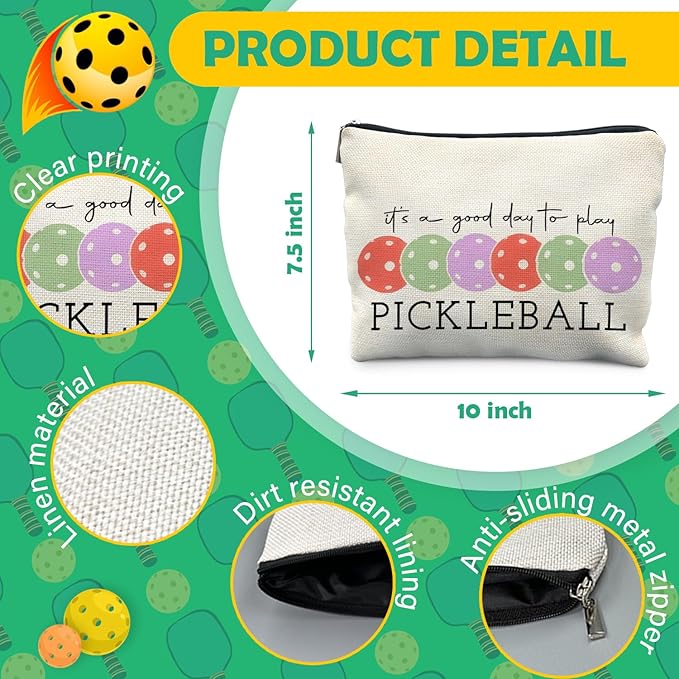 Pickleball Gifts for Women, Pickleball Makeup Bag for Women, It's a Good Day to Play Pickleball Cosmetic Bag Toiletry Bag, Gifts for Pickleball Lovers, Pickleball Stuff(red)