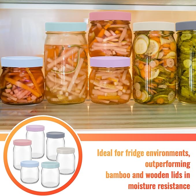 12 Pcs Silicone Wide Mouth Lids Mason Jar Lids Thickened Leak Proof Lid for 86 mm All Wide Mouth Mason Jars, Reusable Large Canning Jar Caps(Morandi)