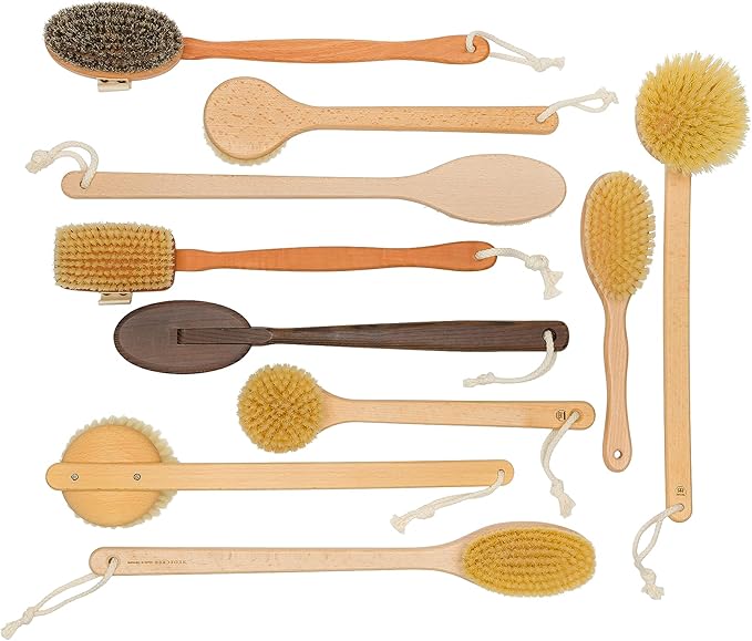 REDECKER Bath and Foot Brush - Extra-Long Oiled Beechwood Handle - Stiff Tampico Fiber Bristles Exfoliate Skin - 24 inches - Wood Scrub Brush with Long Handle - Made in Germany