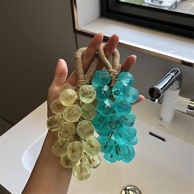 Crystal Grape Soap, Personalized Original Handmade Crystal Grape Soap for Gentle Cleansing, Decorative Grapes Cluster Gift Set for Bath (1, Osmanthus scent)