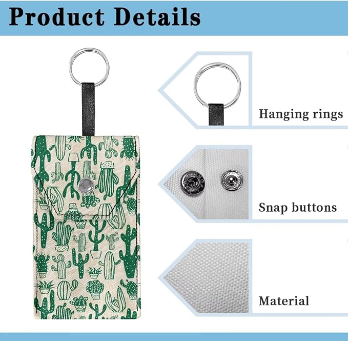 Cactus Purse Tissue Packs Purse Reusable Tissue Holder with Hanging Rope for Coins Purse Size Tissues Packs Snap Button Enclosed
