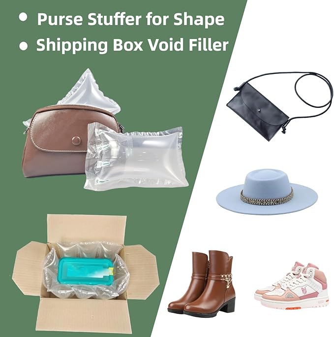 Air Pillows for Shipping with Pump 200 Count Air Bags for Packaging 3.5" X 7.8" Inflatable Packing Material for Moving Boxes Packaging, Purse Stuffers for Shape Alternative to Packing Peanuts
