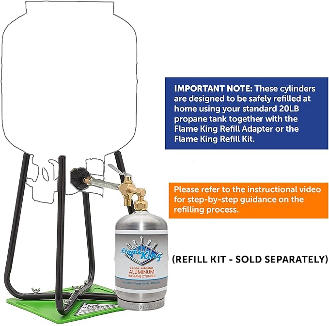 Flame King 1LB Empty Aluminum Propane Cylinder Tank - Corrosion-Resistant and Rust-Free, Great for Camping and Small Appliances