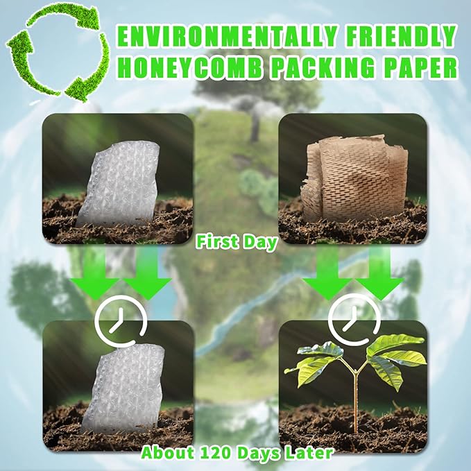 Packing Paper Sheets For Moving, MINHAO Honeycomb Packing Paper Sheets with 1.6X Stretchability for Shipping, Box Filler, Wrapping and Protecting Fragile Items Easy Use 4.74 Lbs (100 Sheets, 28"x15")