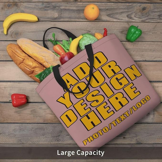 Custom Large Black Tote Bag With Pocket Extra Large Reusable Grocery Bags
