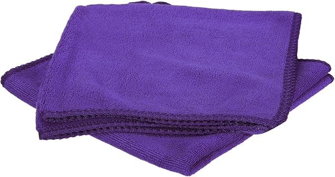 HARFINGTON 2 Pack Microfiber Cleaning Cloth, 16" x 16" Multi-Functional Cleaning Towels Reusable Absorbent Rags for Car Wash Kitchen Household Window Clean, Purple