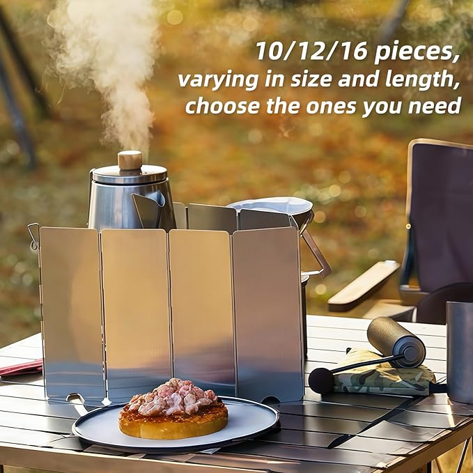 RioRand Folding Ultralight Camping Stove Windscreen Portable Backpacking Stove Windshield, Backpack Windscreen for Butane/Backpacking Stoves Camp Windshield for Outdoor Camping Hiking BBQ (10 Plates)