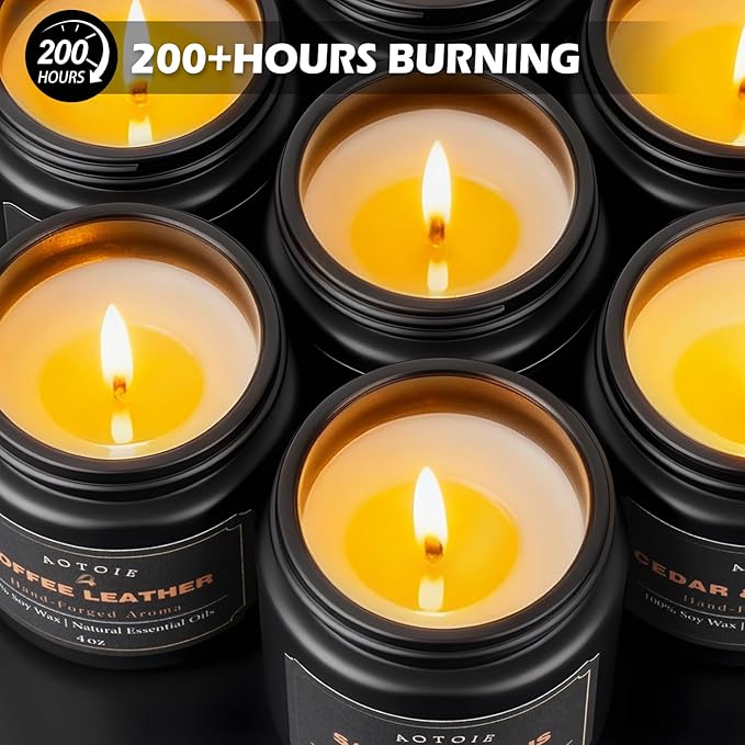 Mens Scented Candle Gift Set, 9 Pack Candles for Men, 36 oz Soy Candle, 200+ Hours Burn Time, Aromatherapy Gifts for Dad, Boyfriend, Husband for Christmas, Father’s Day, Birthday
