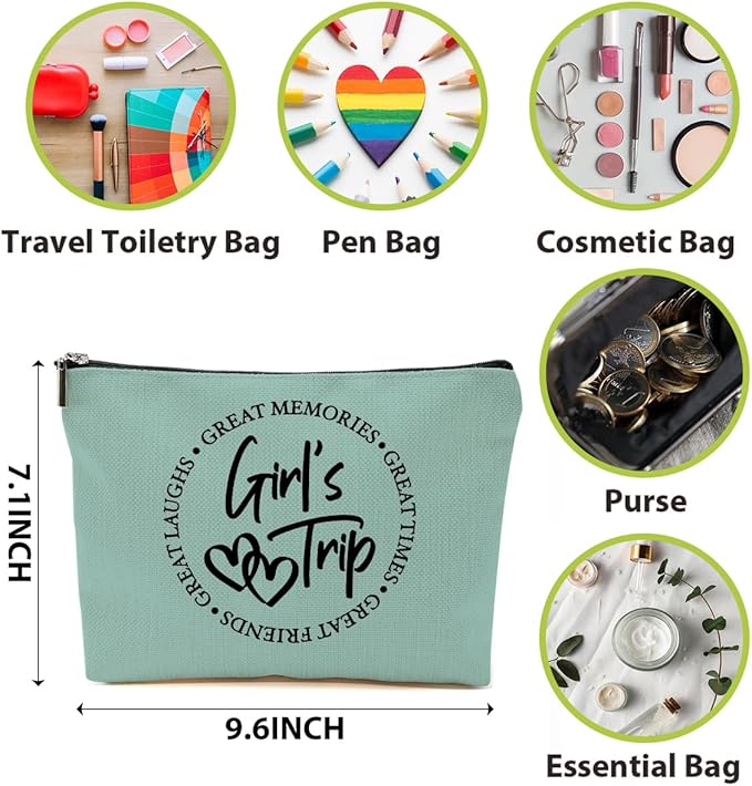6 Pcs Girls Trip Gifts Favors, Girls Weekend Gifts Makeup Bag, Bestie Gifts Weekend Bag Travel Gifts Vacation Cosmetic Bag, Friendship Gifts for Women Friend, Graduation Wedding Gifts Toiletry Bag