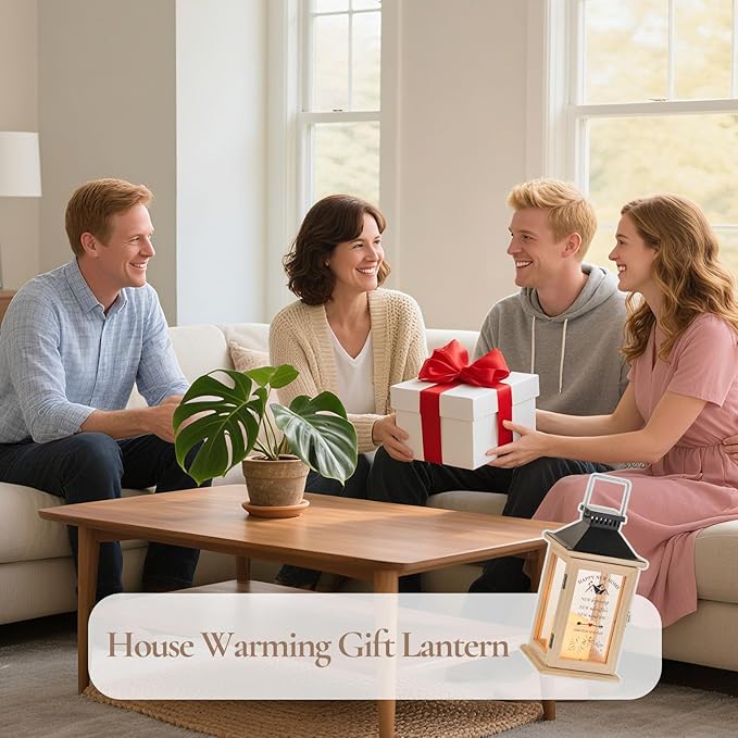 House Warming Gifts for New Home: Housewarming Gift for Women Farmhouse Home Decor Wood Lantern for Living Room Kitchen Counter Table Shelf