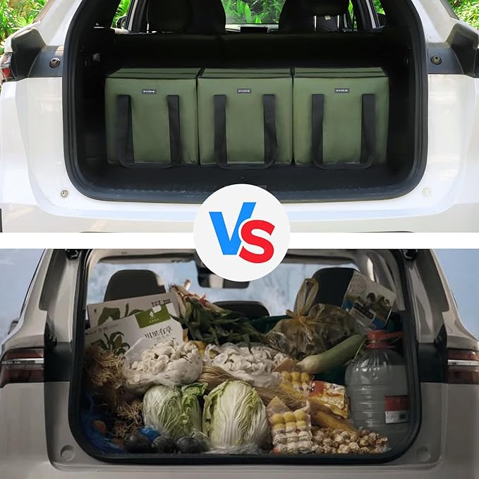 HATHOR Hot Cold Insulated Grocery Bags Reusable Stackable Collapsible Foldable Cooler Boxie Bag Shoping Totes for Groceries in Car, Frozen Food & Travel