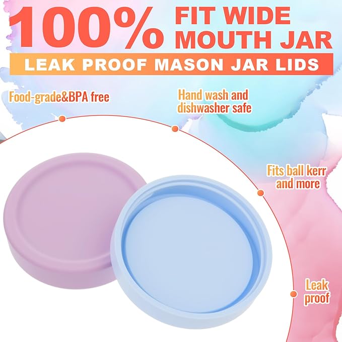 12 Pcs Mason Jars 6 Wide and 6 Regular Mouth Lids Mason Jar Lids Thickened Leak Proof Lid for 86 mm and 70 mm Wide and Regular Mouth, Reusable Canning Jar Caps(Morandi)
