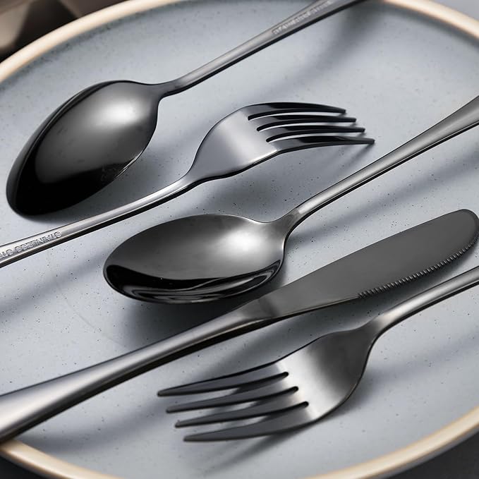 Portable Utensils Set with Case, 4pcs Stainless Steel Reusable Silverware for Lunch Camping School Picnic Workplace, Lunch Box Includ Fork Spoon Knife,Easy to clean,Dishwasher Safe (grey)