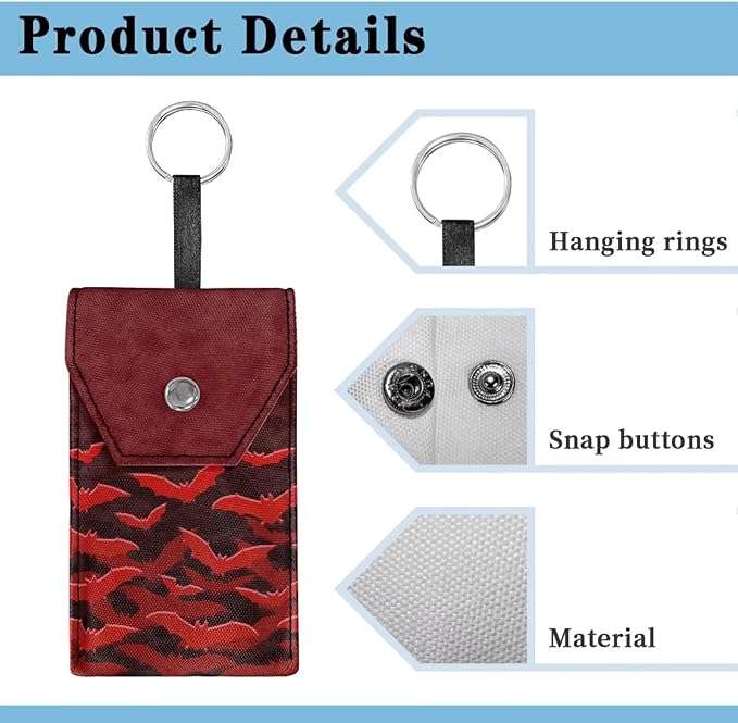 Bat Print Purse Tissue Holder Portable Pocket Tissue Holder for Coin Keys Tissues with Hanging Rope Snap Button Enclosed