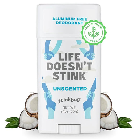 Stinkbug Naturals Organic Aluminum Free Deodorant Stick with Unscented, Coconut Oil and Essential Oils, Paraben Free, Sensitive Skin Deodorant, 2.1 Ounces Pack of 1