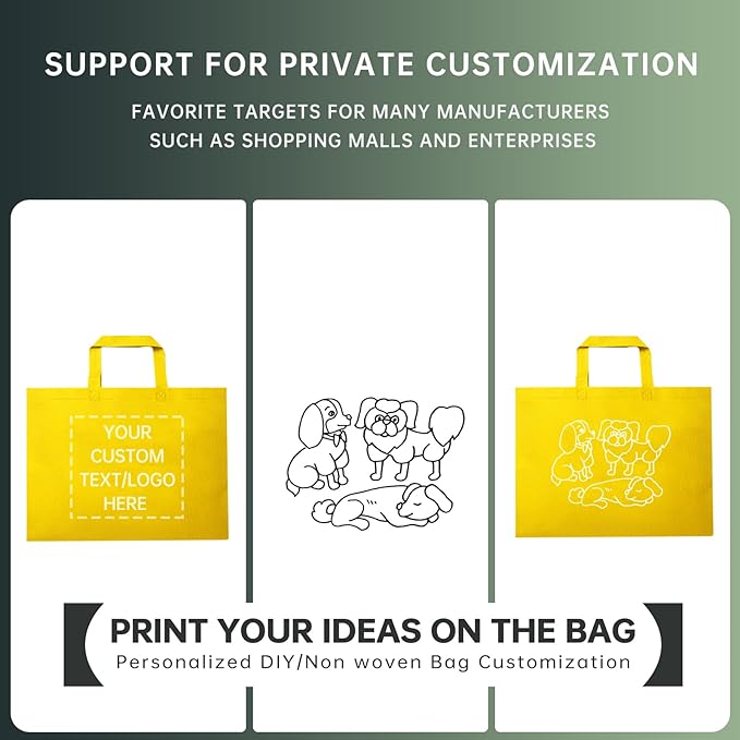 Custom Tote Bags Set of 50, Bulk Pack Grocery Shopping Travel Business Activities advertisement Reusable Bag