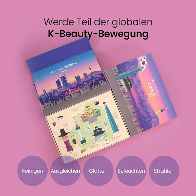 [Christmas Gift Set]coxir K-Beauty Seoul Glow Set – 5-Step Korean Skincare Routine with TXA & Black Rice – Cleansing oil, Mask Cleanser, Ampoule, Balm & Moisturizer,korean skincare,Holiday Gift