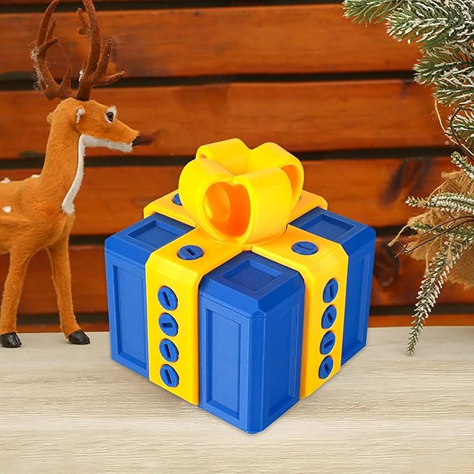 The Prank Box Funny Christmas Gifts Box Annoying Hilarious Screw Challenge with Surprise 3D Printed Screw Gifts Boxes Ideal for Birthday, Christmas (Blue and yellow)