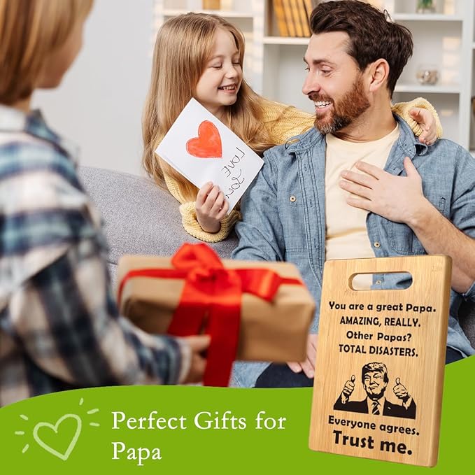 Funny Papa Gifts for Grandpa, Gifts for Dad Christmas, Best Papa Gifts from Grandkids, Papa Birthday Gifts for Grandfather, Father, Step Dad, Unique Gift for Papa Cutting Board