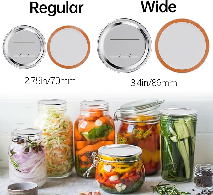 48PCS Mason Jar Lids for Wide and Regular Mouth Jars, With Date Reminder, Compatible with Electric Vacuum Sealers, Vacuum Seal Mason Jar Lids Only
