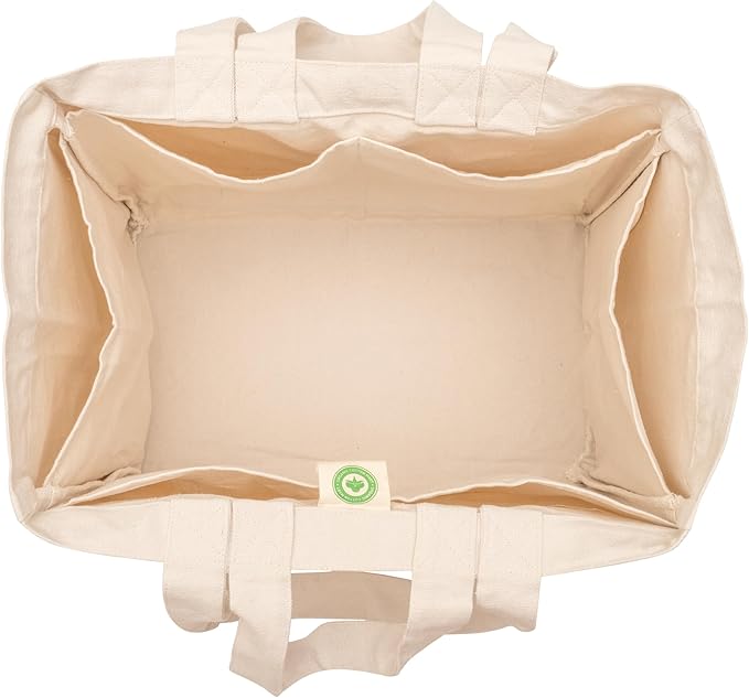 Cloth Grocery Shopping Bags Handles - Sturdy Canvas Material, Extra Large, Heavy Duty, and Premium Quality Cotton Grocery Shopping Bags with Real Pockets and Double Handles for Convenience (2 Bags)