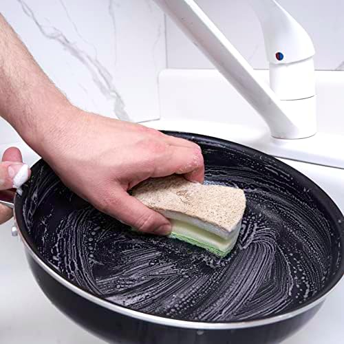 Superio Non-Scratch Natural Sisal Cellulose Scrub Sponge Eco-Friendly Sisal Scouring Sponge with Comfortable Grip, Good for Non-Stick Cookware, Kitchen Scrubbing, Sink Scrubber (Pack of 6) - Image 4